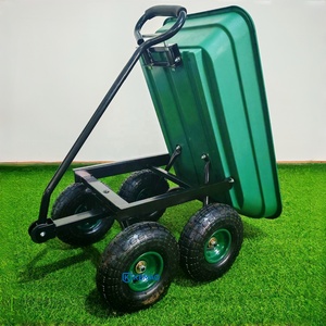 50L Outdoor Four Wheel Hand Garden <span class=keywords><strong>Dump</strong></span> <span class=keywords><strong>Cart</strong></span> Trolley <span class=keywords><strong>Wagon</strong></span> Carrier Wheelbarrow Com Puxando Handle 10 "Pneumáticos Pneus - Product Image 2