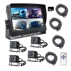 9 Inch IPS Screen AHD Split Screen Car Monitor 4 Video Input Car Safety Monitor For Bus Truck 4 quad monitor dvr loop recording