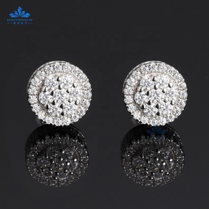 Desain bunga klasik 925 anting-anting kancing belakang sekrup perak murni GRA bersertifikasi ukuran kecil berlian moissanite - Product Image 6