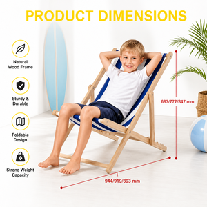 Chaise de plage en bois massif, chaise longue pliante d'extérieur, chaise de détente réglable pour le camping et la piscine - Product Image 5