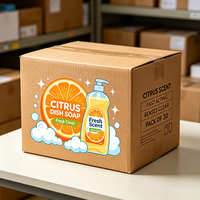 Lot de 30 cartons de cuisine en carton ondulé recyclable pour savon vaisselle aux agrumes personnalisé, action rapide, livraison express en 72h, emballage en gros
