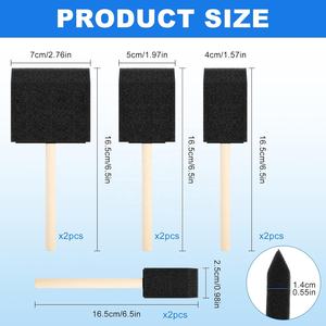 Pinceaux à <span class=keywords><strong>peinture</strong></span> en mousse Woxin noirs, 4 tailles, légers et durables, avec manche en bois, pour la <span class=keywords><strong>peinture</strong></span>, le teinture, les vernis et les projets d'artisanat DIY - Product Image 2