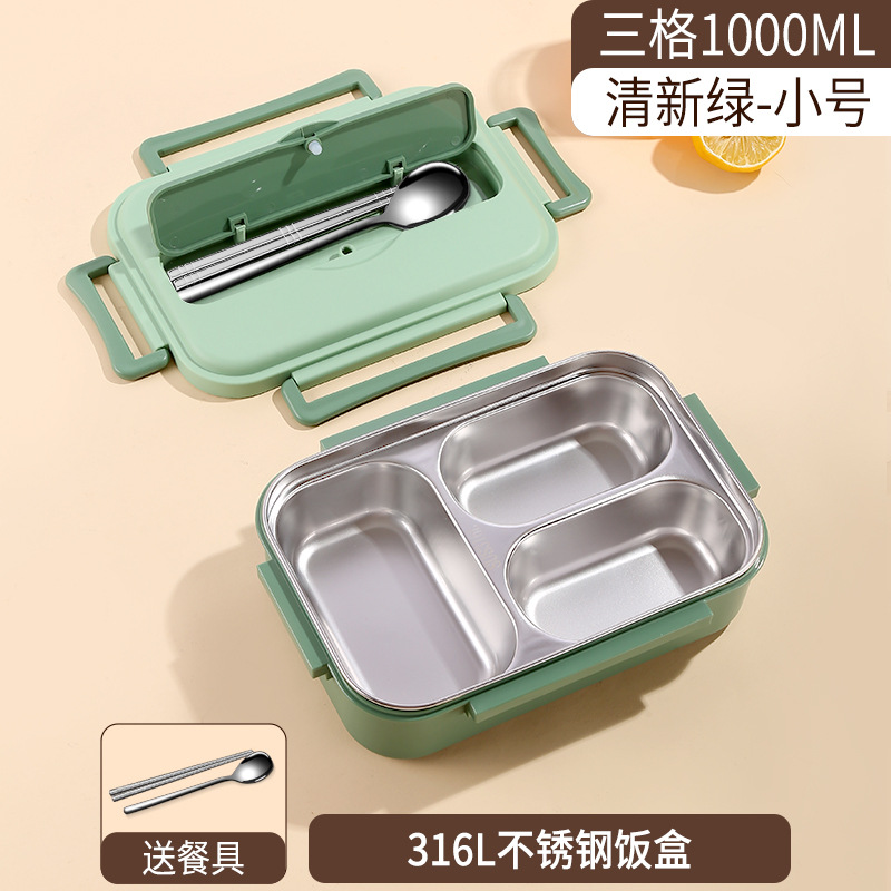 Boîte à lunch en acier 316L 1000ml vert-vaisselle incluse