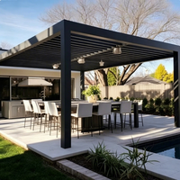 Pergola en aluminium robuste pour extérieur, anti-corrosion, design moderne, écologique, pour balcon, patio, jardin, cour, terrasse, 3x4 LED