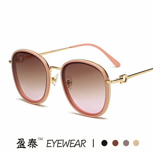 Yingtai Eyewear Pink <b>Round</b> <b>Frame</b> Sunglasses UV400 Women's Fashion Sunshades - Product Image 1