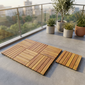 Modern Multilayer Engineered WPC Decking Tiles <b>Square</b> Interlocking Smooth Click Waterproof Outdoor Flooring Dual Lock Edge 5 - Product Image 2