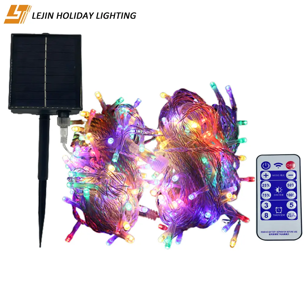 Outdoor waterproof 10M 20M festival garden Christmas decoration 8 modes solar smart Christmas lights