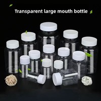 Bouteille en plastique PET vide, ronde, transparente, à large ouverture, de 15 à 300 ml, pour liquides, poudres solides, pilules, appâts de pêche, conteneur d'échantillons étanche