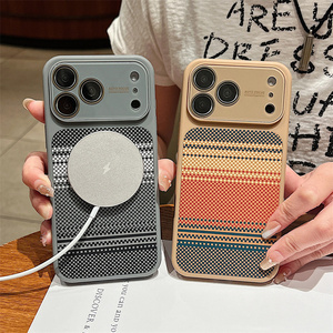 เคสโทรศัพท์มือถือแม่เหล็กคาร์บอนไฟเบอร์แท้สำหรับ iPhone 17 16 15 14 Pro Max พร้อมกระจกเลนส์กล้องแบบมีเท็กซ์เจอร์ ฝาหลัง - Product Image 1