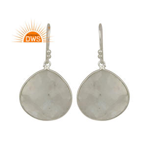 Wholesale Sterling Fine Silver Earring Designer Rainbow Moonstone Earring Gemstone Hook Earrings Jewelry Supplier - Product Image 1