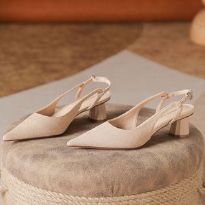 Escarpins slingback à bout pointu, talon carré 3-5 cm, couleur unie, doublure en microfibre, tendance mode, pour le bureau - Product Image 1