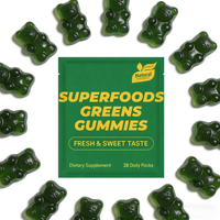 Gummies Multivitaminées Super Greens pour Adultes, Vitamines Gommeuses Superaliments pour Femmes et Hommes, Spiruline, Chlorelle, Adaptogènes, Fibres Prébiotiques