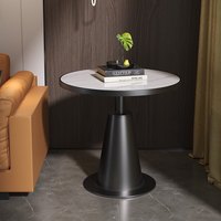 Mesa de Centro Moderna de Lujo con Panel de Piedra y Base Pulida para Habitaciones de Hotel, Oficinas de Ventas y Salas de Exhibición