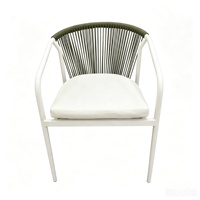 Chaise de jardin en alliage d'aluminium, design empilable confortable, résistante aux intempéries, avec tressage en corde, pour salle à manger et salon
