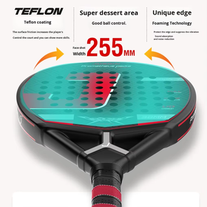 Pala de Pádel Juvenil de Alto Rendimiento y Elasticidad, Fibra de Carbono 18K, Transpirable, Roja, Amarilla y Blanca, 355g, Poliéster - Product Image 4