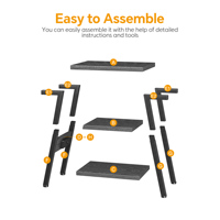 Petites tables d'appoint avec forme métallique Lucky 7, table d'appoint avec station de charge, table de chevet à 3 niveaux avec prises et ports USB