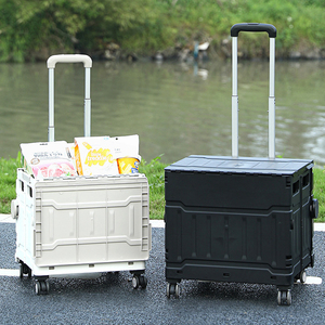 Xe đẩy đa năng gấp gọn bằng nhựa, 4 bánh, có tay cầm, khung hợp kim, dùng cho vườn, cắm trại, chợ, mua sắm, lưu trữ di động - Product Image 2