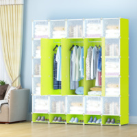 Armoire portable pliable en plastique avec étagères, montage facile, mobilier contemporain pour le rangement de la chambre