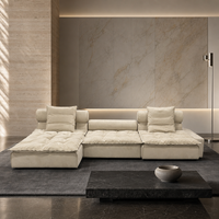 Minimalistisches Modulares Erweiterbares Ecksofa in Dunkelgrau aus Echtem Leder, L-förmiges Wohnzimmer-Set für Apartments