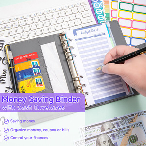 A6กำหนดรูปแบบน้ำได้เองสมุดโน้ตหนัง PU <span class=keywords><strong>เงิน</strong></span>สมุดแพลนเนอร์สำหรับเงินสดที่ช่วยประหยัดเงิน - Product Image 3