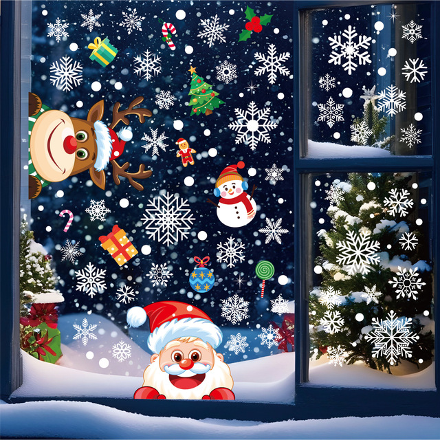 Customized Transparent Window Stickers Waterproof and Durable Reusable Custom Shapes Christmas Series Electrostatic Sticker