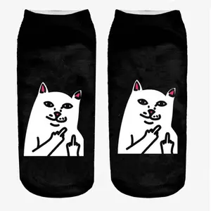 Nouveau emoji dessin animé chat art 3d imprimé femmes cheville chaussettes, bas coupe cheville chaussettes
