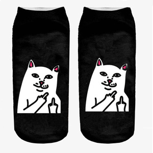 Nouveau emoji <span class=keywords><strong>dessin</strong></span> animé <span class=keywords><strong>chat</strong></span> art 3d imprimé femmes cheville chaussettes, bas coupe cheville chaussettes - Product Image 1