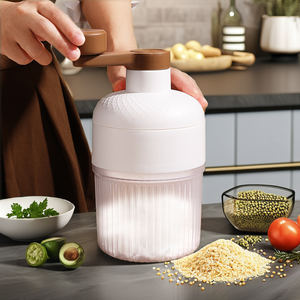Manual Plastic Ice Cream Maker 400ml Capacity No Power Hand Operated Ice Cream Machine White with Brown Handle - Product Image 2