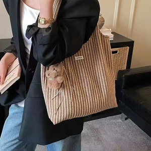 Bolsa de Compras de Lona con Correa de Hombro, Cierre de Cremallera y Gran Capacidad, Nueva Moda Femenina - Product Image 4