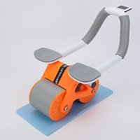 Rouleau Abdominal Automatique à Rebond avec Minuteur pour Entraînement de Base à Domicile et en Salle de Sport, Support de Coude Inclus