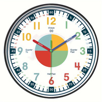REIDA Horloge murale pour enfants, fonctionne à piles, horloge éducative pour enfants, idéale pour les chambres d'enfants, les salles de jeux