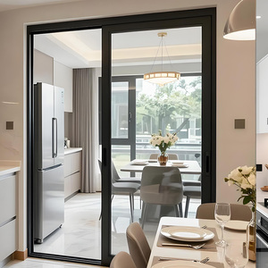 Porte coulissante en verre trempé en alliage d'aluminium à double vitrage pour usage extérieur et intérieur, isolation phonique et économie d'énergie - Product Image 4