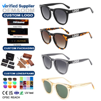 Lunettes de soleil rondes rétro en acétate UV400 avec logo personnalisé pour hommes, de haute qualité, de luxe, vente en gros 2026