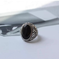 Fabricant de bijoux sur mesure, anneaux en agate incrustés de motifs floraux pour homme, anneau plaqué zircon, anneau vintage réglable