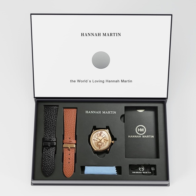 HANNAH MARTIN Private Label Custom Watch Logo Unique Twisted Quartz Watches Men Wrist Waterproof Watch Set with Box Montre Homme