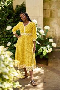 Bohemian Soleil Hand <b>Block</b> <b>Print</b> Pure Cotton Dress Casual Summer Holiday Outfit for Women - Product Image 6