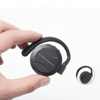 Écouteurs sans fil FM confortables en gros, son haute fidélité, étanches IPX-4, batterie LED, contrôle par bouton, AAC, pour le sport, avec crochet d'oreille