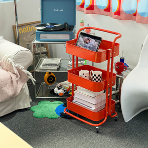 BANACO Terso Carbon Steel Rolling Trolley <b>Cart</b> 43.5x50x5cm Orange <b>Storage</b> <b>Cart</b> - Product Image 1