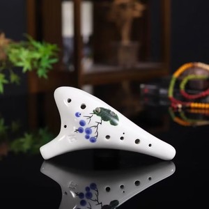 Boutique Hand-painted Ocarina 12-hole AC Professional Beginner <strong>Flute</strong> 12-hole <strong>Alto</strong> C-tone Pottery Playing Instrument