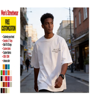T-shirt Homme Oversize en Coton Pur Épais, Délavé à l'Acide, Imprimé Animal Personnalisé, Respirant, Streetwear Hip Hop Été