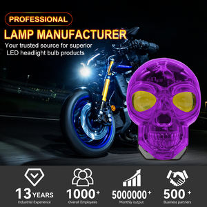 Phares de moto à LED design crâne, vente en gros d'usine, colorés, étanches IP67, 2 lentilles, modèle MO72, garantie 1 an - Product Image 3