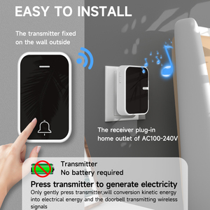 Panda Phong Cách Acrylic Bảng Điều Chỉnh Tự Cung Điện Chuông Cửa 150M Dài Khoảng Cách Không Dây Điều Khiển Từ Xa Động Năng Cửa Chuông Nhà Khách Sạn - Product Image 2