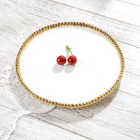 Assiette de dîner en céramique blanche de luxe avec bordure dorée perlée, assiette de présentation ronde en porcelaine pour mariage, banquet, restaurant