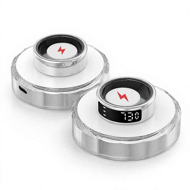 Stainless Steel Smart Ring Display Fitness Tracker Sleep Monitor Step Counter App Control for Health and Fitness