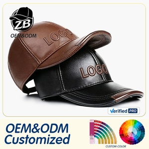 Casquette de baseball classique 6 panneaux en cuir véritable unisexe réglable avec logo personnalisé pour le sport et l'extérieur – Vente en gros - Product Image 1