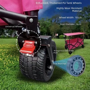 Carrito Plegable con Ruedas, Carrito de Picnic y <span class=keywords><strong>Camping</strong></span>, Carrito Portátil con Ruedas Todoterreno de Acero de Alto Carbono para Venta Ambulante - Product Image 4