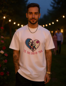 T-Shirt Unisex con Motivo Teschio e Cuore, Cotone Morbido, Stile Divertente per San Valentino, Vestibilità Comoda, Lavabile in Lavatrice, Taglie S-XXXXL - Product Image 2