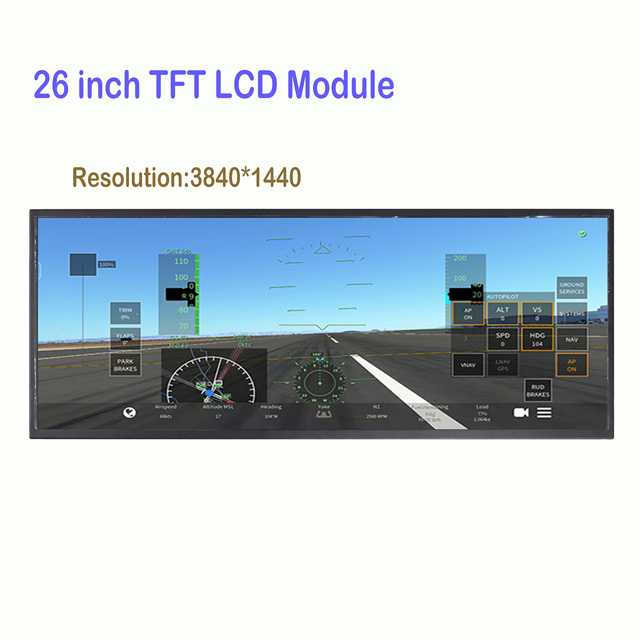 Customize 26-inch Ultra-wide 4K QHD TFT IPS Flight Simulator LCD Display Panel with Optional Touchscreen & 4K Driver Board