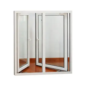 השפעת הוריקן אבטחה כפול זיגוג קדירה צרפתית UPVC PVC חלון בית חלון לבית לשוק אירופה עם מחיר זול