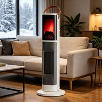 Radiateur électrique tour 2000W en fibre de carbone avec télécommande, prise UE, pour maison et bureau, effet flamme décoratif, en plastique